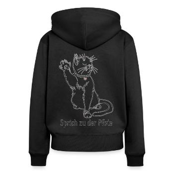 Sprich zu der Pfote Katze Geschenk - Frauen Premium Bio Zip Hoodie - Schwarz - Hinten - Julia (174cm)
