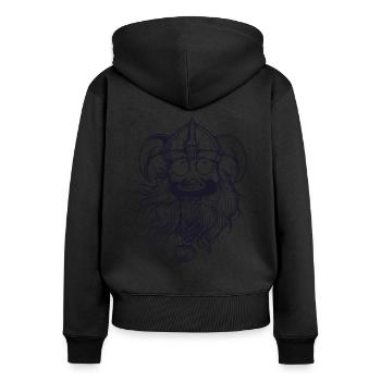 Drôle de Viking tête Germane Nordique Sage - Sweat à capuche zippé Premium bio Femme - noir - Dos - Julia (174cm)