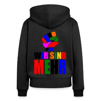 Wir sind mehr - Frauen Premium Bio Zip Hoodie - Schwarz - Hinten - Julia (174cm)