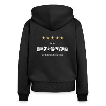 Kindergärtnerin Kindergarten Spruch Witz - Frauen Premium Bio Zip Hoodie - Schwarz - Hinten - Julia (174cm)