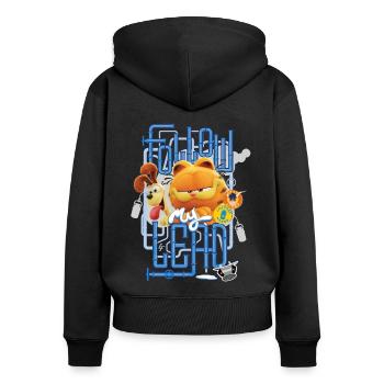 Garfield Mit Odie Follow My Lead - Frauen Premium Bio Zip Hoodie - Schwarz - Hinten - Julia (174cm)