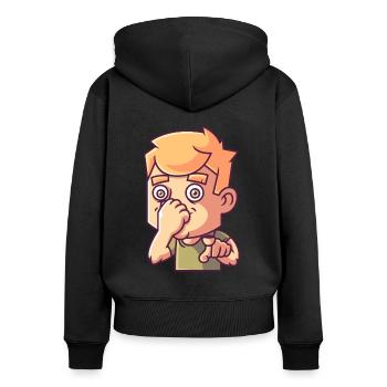 Garçon provocateur, provocation malodorante - Sweat à capuche zippé Premium bio Femme - noir - Dos - Julia (174cm)