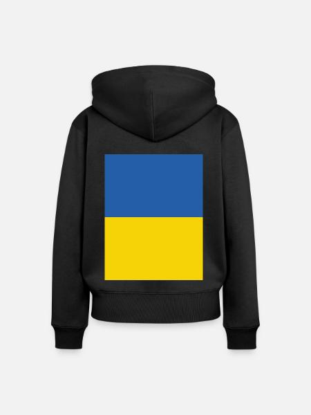 Solidarität mit der Ukraine - Frauen Premium Bio Zip Hoodie - Schwarz