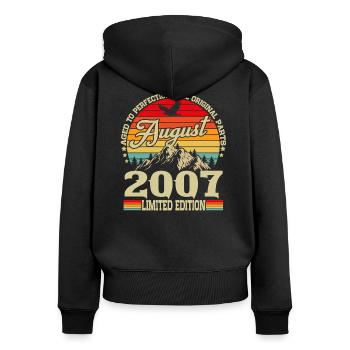 August 2007 Jahrgang Vintage Retro Geburtstag - Frauen Premium Bio Zip Hoodie - Schwarz - Hinten - Julia (174cm)
