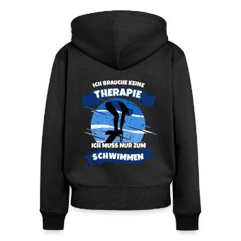 Schwimmer Schwimmen - Frauen Premium Bio Zip Hoodie - Schwarz - Hinten - Julia (174cm)