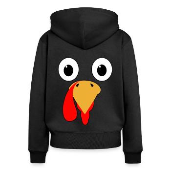 Thanksgiving Truthahn Gesicht Geschenk - Frauen Premium Bio Zip Hoodie - Schwarz - Hinten - Julia (174cm)