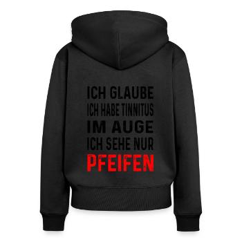 Ich habe Tinnitus im Auge - Frauen Premium Bio Zip Hoodie - Schwarz - Hinten - Julia (174cm)