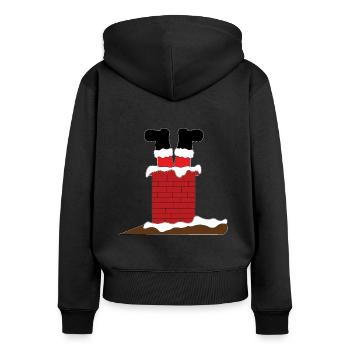 Merry Christmas Weihnachtsmann Schornstein - Frauen Premium Bio Zip Hoodie - Schwarz - Hinten - Julia (174cm)