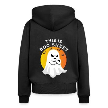 Halloween - Ghost this is boo sheet - Sweat à capuche zippé Premium bio Femme - noir - Dos - Julia (174cm)