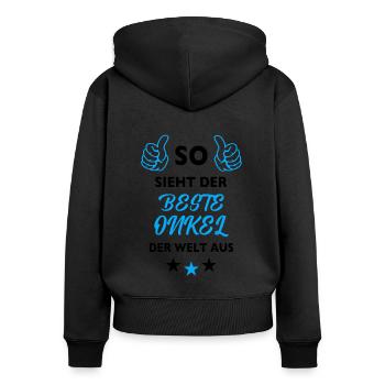 So sieht der beste Onkel der Welt aus - Frauen Premium Bio Zip Hoodie - Schwarz - Hinten - Julia (174cm)
