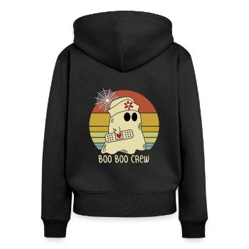 Boo Boo Crew Nurse Ghost Lustiges Halloween-Kostüm - Frauen Premium Bio Zip Hoodie - Schwarz - Hinten - Julia (174cm)