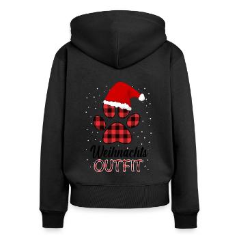 Hund mit Weihnachtsmütze Hundebesitzer Weihnachten - Frauen Premium Bio Zip Hoodie - Schwarz - Hinten - Julia (174cm)