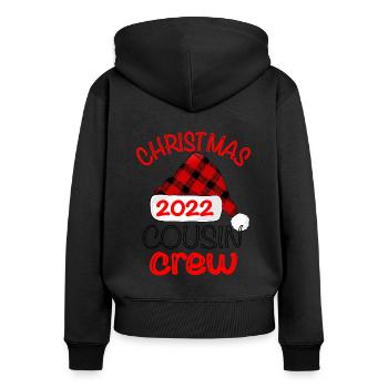Équipage du cousin de Noël - Sweat à capuche zippé Premium bio Femme - noir - Dos - Julia (174cm)