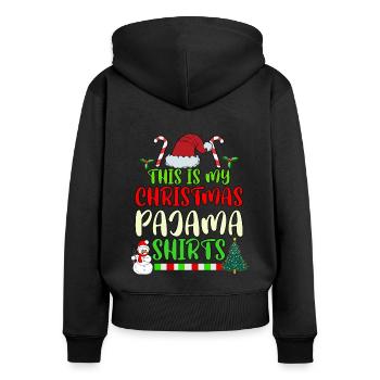 Ma chemise de pyjama de Noël Guirlande de lumières - Sweat à capuche zippé Premium bio Femme - noir - Dos - Julia (174cm)