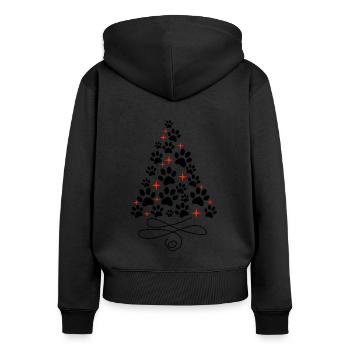 Joyeux Noël chien sapin de Noël - Sweat à capuche zippé Premium bio Femme - noir - Dos - Julia (174cm)