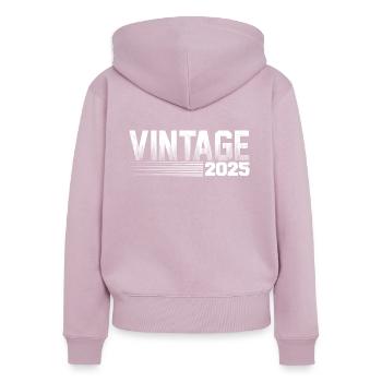 Millésime 2025 Anniversaire Rétro 2025 - Sweat à capuche zippé Premium bio Femme - rose poudré - Dos - Julia (174cm)