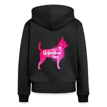Liebende Chihuahua Mama - Frauen Premium Bio Zip Hoodie - Schwarz - Hinten - Julia (174cm)