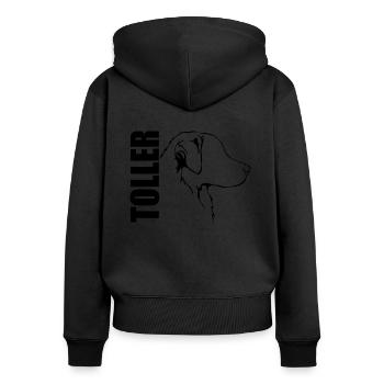 TOLLER Profil Hunde Hund Wilsigns - Frauen Premium Bio Zip Hoodie - Schwarz - Hinten - Julia (174cm)
