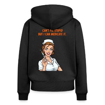 Nurse Saying: Stupidity Medicine - Women's Premium Organic Zip Hoodie - black - Back - Julia (174cm)