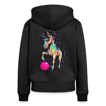 Licorne - Votre accroche-regard élégant - Sweat à capuche zippé Premium bio Femme - noir - Dos - Julia (174cm)