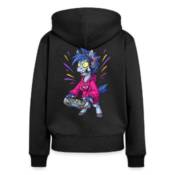 Horse Gaming Gamer Gaming - Sweat à capuche zippé Premium bio Femme - noir - Dos - Julia (174cm)