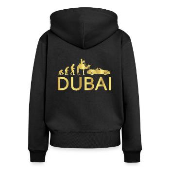 Drôle Dubaï Evolution Shirt Sheikh voitures de sport - Sweat à capuche zippé Premium bio Femme - noir - Dos - Julia (174cm)