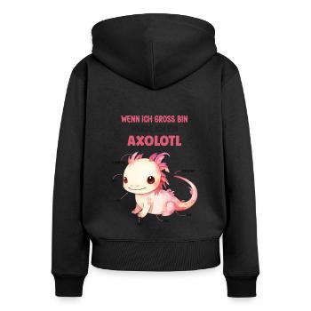 Wenn Ich Gross Bin Werde Ich Ein Axolotl Lurch - Frauen Premium Bio Zip Hoodie - Schwarz - Hinten - Julia (174cm)