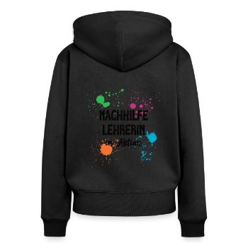 Nachhilfe Lehrerin in Aktion Nachhilfelehrerin - Frauen Premium Bio Zip Hoodie - Schwarz - Hinten - Julia (174cm)
