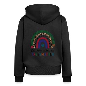Tagesmutter Kindergarten Kinder Betreuerin Kita - Frauen Premium Bio Zip Hoodie - Schwarz - Hinten - Julia (174cm)