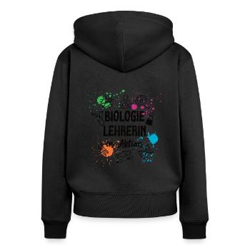 Biologie Lehrerin in Aktion Biolehrerin Lehrer Bio - Frauen Premium Bio Zip Hoodie - Schwarz - Hinten - Julia (174cm)
