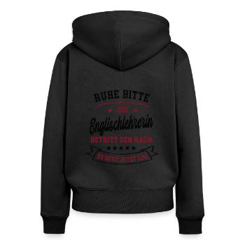 Englischlehrerin Sprachlehrer Lehrerin in Englisch - Frauen Premium Bio Zip Hoodie - Schwarz - Hinten - Julia (174cm)
