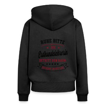 Geographie Lehrerin in Erdkunde Erdkundelehrerin - Frauen Premium Bio Zip Hoodie - Schwarz - Hinten - Julia (174cm)