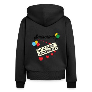 Schlachterin Jubiläum 10 Jahre 10. jähriges Jubi - Frauen Premium Bio Zip Hoodie - Schwarz - Hinten - Julia (174cm)