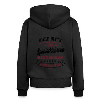 Spanischlehrerin Lehrerin in Spanisch Schule Kurs - Frauen Premium Bio Zip Hoodie - Schwarz - Hinten - Julia (174cm)
