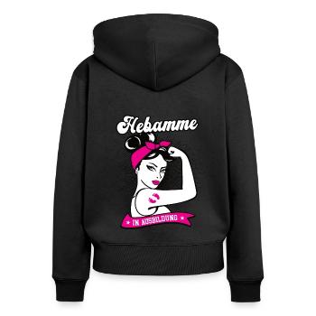 Hebamme in Ausbildung Hebammenstudium Hebammen - Frauen Premium Bio Zip Hoodie - Schwarz - Hinten - Julia (174cm)