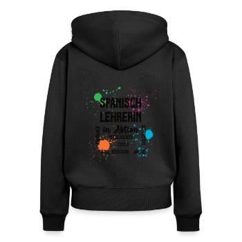 Spanisch Lehrerin in Aktion Spanischlehrerin - Frauen Premium Bio Zip Hoodie - Schwarz - Hinten - Julia (174cm)