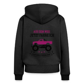 Aus Dem Weg Jetzt Fahre Ich Autobesitzerin 2025 - Frauen Premium Bio Zip Hoodie - Schwarz - Hinten - Julia (174cm)