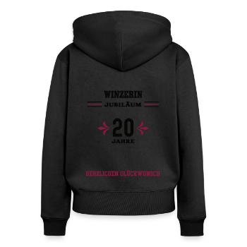 Winzerin 20 Jahre Jubiläum 20. Jubi Winzerei - Frauen Premium Bio Zip Hoodie - Schwarz - Hinten - Julia (174cm)