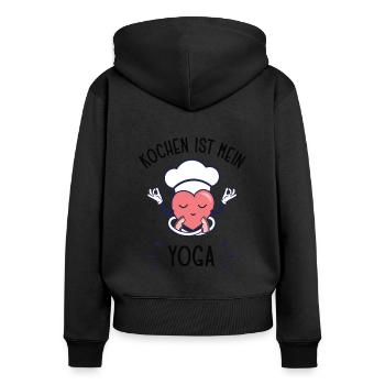 Lustiger Koch Spruch Yoga und Kochen für Köche - Frauen Premium Bio Zip Hoodie - Schwarz - Hinten - Julia (174cm)
