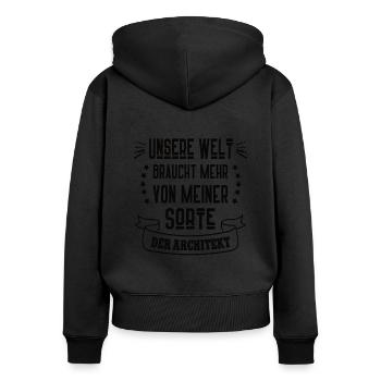 Architektur Architekt Architect - Frauen Premium Bio Zip Hoodie - Schwarz - Hinten - Julia (174cm)