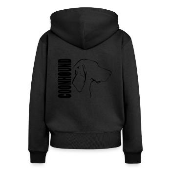 COONHOUND Profil Chiens Chien Wilsigns - Sweat à capuche zippé Premium bio Femme - noir - Dos - Julia (174cm)