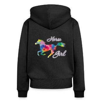 Pferd Mädchen Landfrau Mädchen Reiter - Frauen Premium Bio Zip Hoodie - Schwarz - Hinten - Julia (174cm)