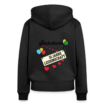 Stuckateurin 10 jähriges Jubiläum 10. Jahre Jubi - Frauen Premium Bio Zip Hoodie - Schwarz - Hinten - Julia (174cm)