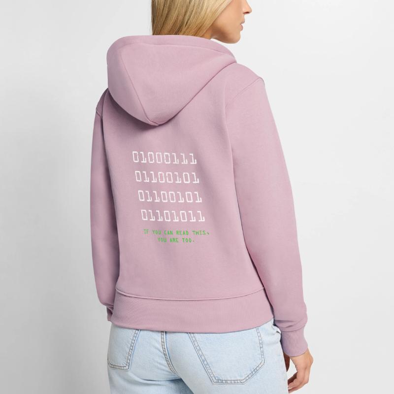 Geek Computer Nerd Binary Code IT Drôle programmeur Sweat à capuche zippé Premium bio Femme
