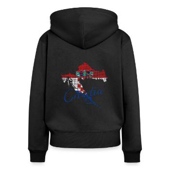 Croatia - Frauen Premium Bio Zip Hoodie - Schwarz - Hinten - Julia (174cm)