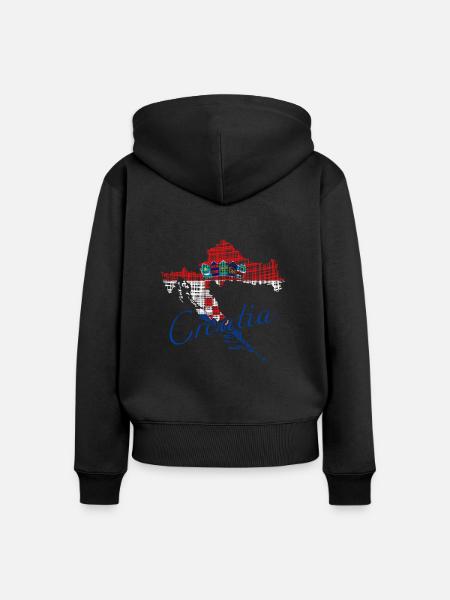 Croatia - Frauen Premium Bio Zip Hoodie - Schwarz