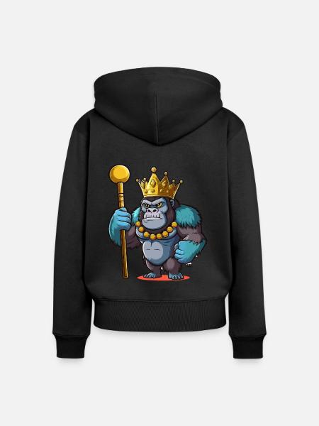 König Gorilla - Frauen Premium Bio Zip Hoodie - Schwarz