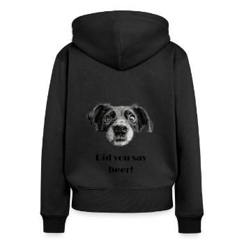 Noir Chien Blanc Drôle De Bière Dire - Sweat à capuche zippé Premium bio Femme - noir - Dos - Julia (174cm)