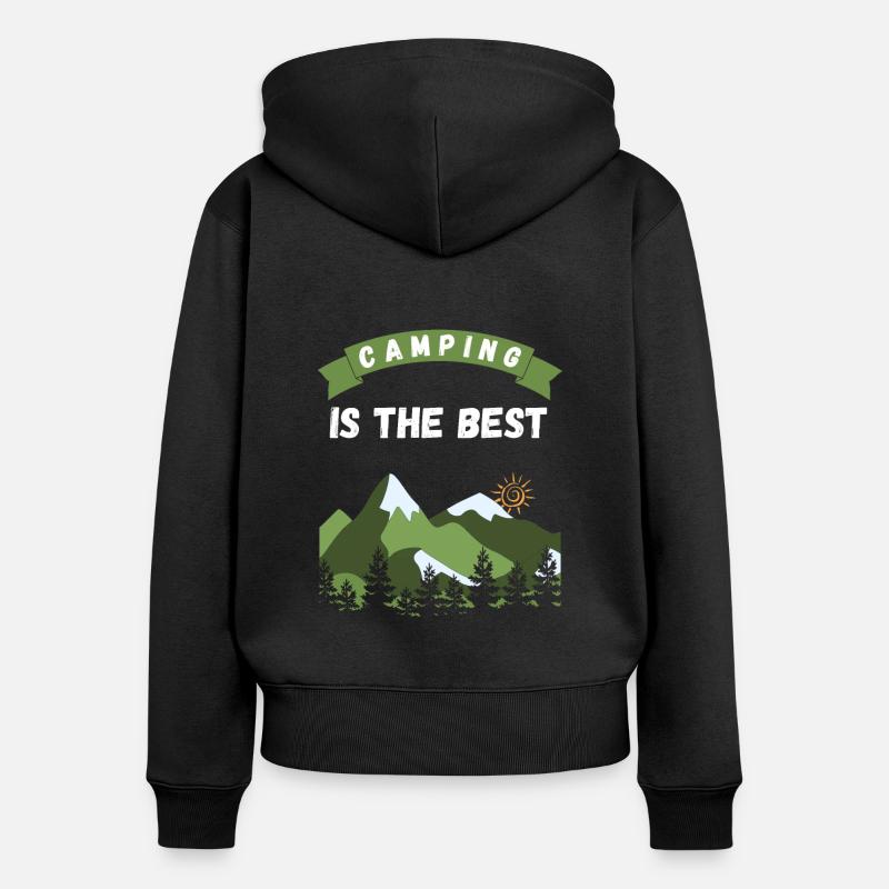 Campingis le meilleur - Design - Sweat à capuche zippé Premium bio Femme - noir