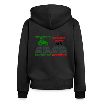 Bauern Ja Kleber Nein - Frauen Premium Bio Zip Hoodie - Schwarz - Hinten - Julia (174cm)